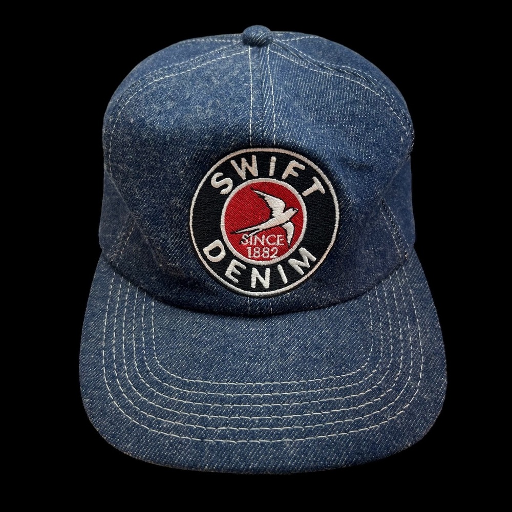 Vintage new old stock K products swift denim SnapBack trucker hat cap USA made